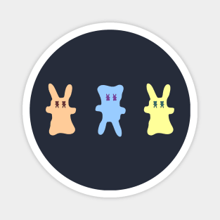 Pastel Bunnies with upside-down Bunny Ghost Magnet